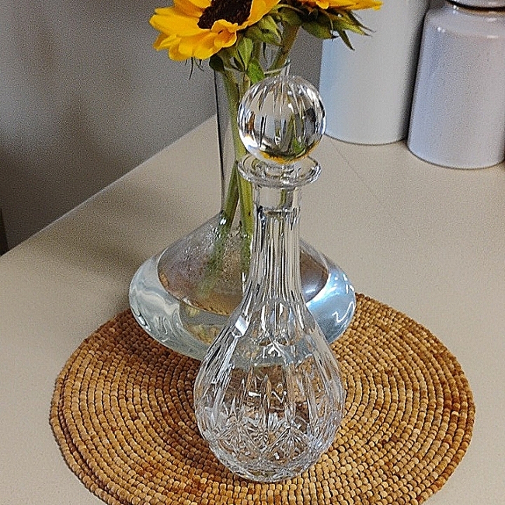 Vintage Clear Crystal Cut Decanter Carafe with stopper